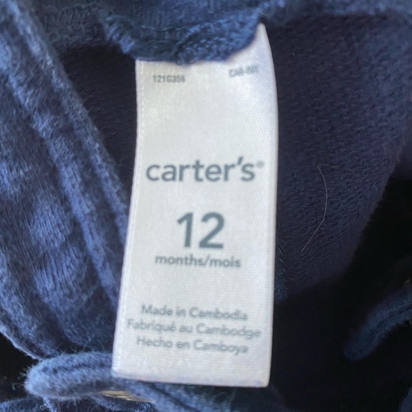 Carter’s 12 month navy baby overall shorts - Picture 4 of 5